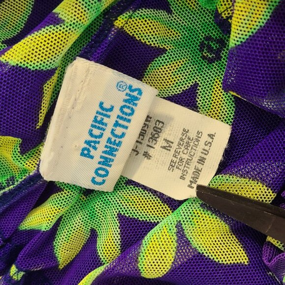 Vintage 90s Y2K Pacific Connections Mesh Shorts Swim Cover Beach Hippie USA M - Picture 5 of 8